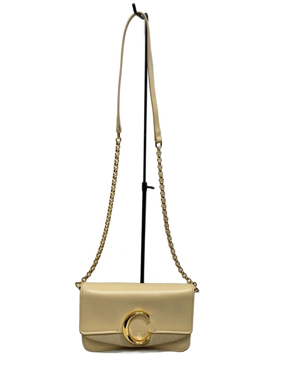 Chloe Chain Shoulder Bag Beige Cream